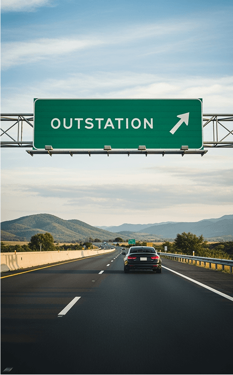 Highway with OUTSTATION sign